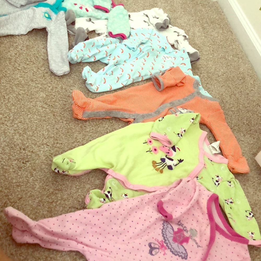 7 Baby Sleepers, Footed Newborn Sleeping Onesies.